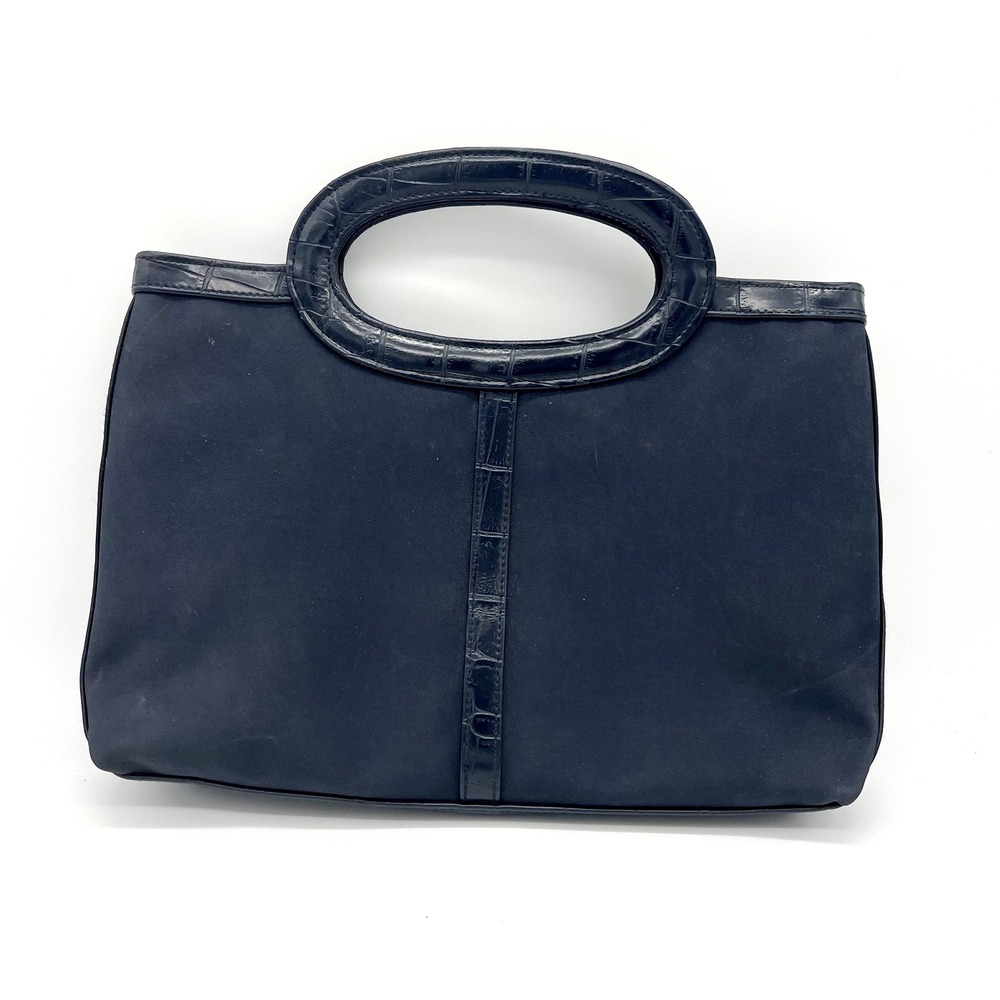 Estee Lauder Black Dark Blue Tote‎ Bag Oval Handle Satchel Purse Handbag